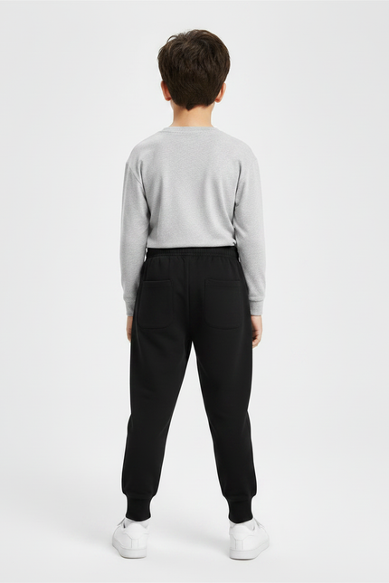 Pantalon Parachute Noir Éclair Sport Garçon Coton - Molleton - vue 2