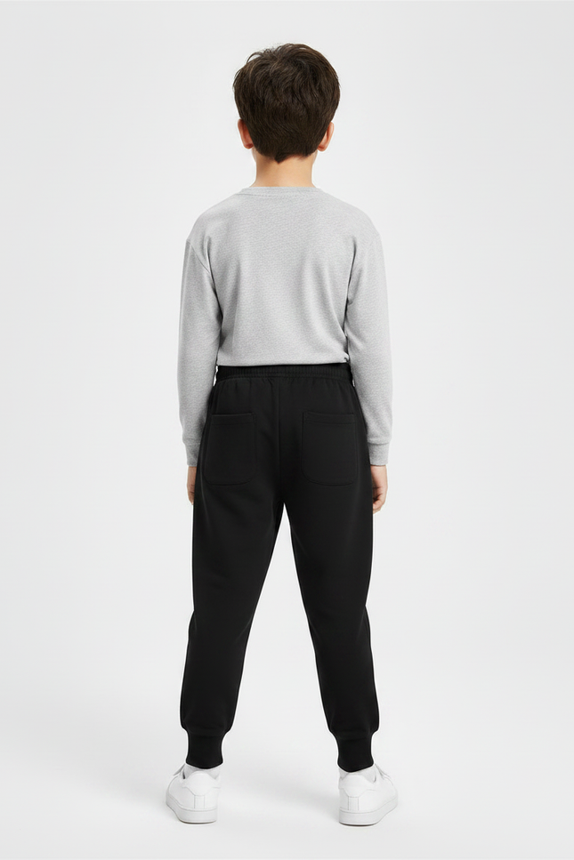 Pantalon Parachute Noir Éclair Sport Garçon Coton - Molleton - vue 2
