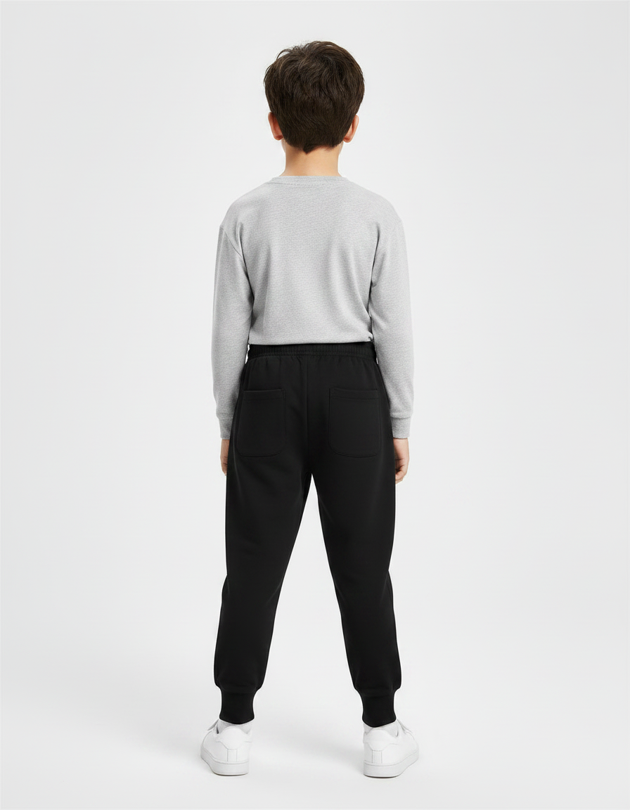 Pantalon Parachute Noir Éclair Sport Garçon Coton - Molleton - vue 2