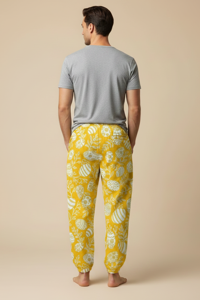 Pantalon Parachute Jaune Imprimé Pâques Décontracté Homme - Molleton - vue 2