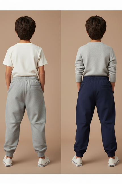 Pantalon Parachute Molleton Gris Marine Ample Confortable Enfant - vue 2