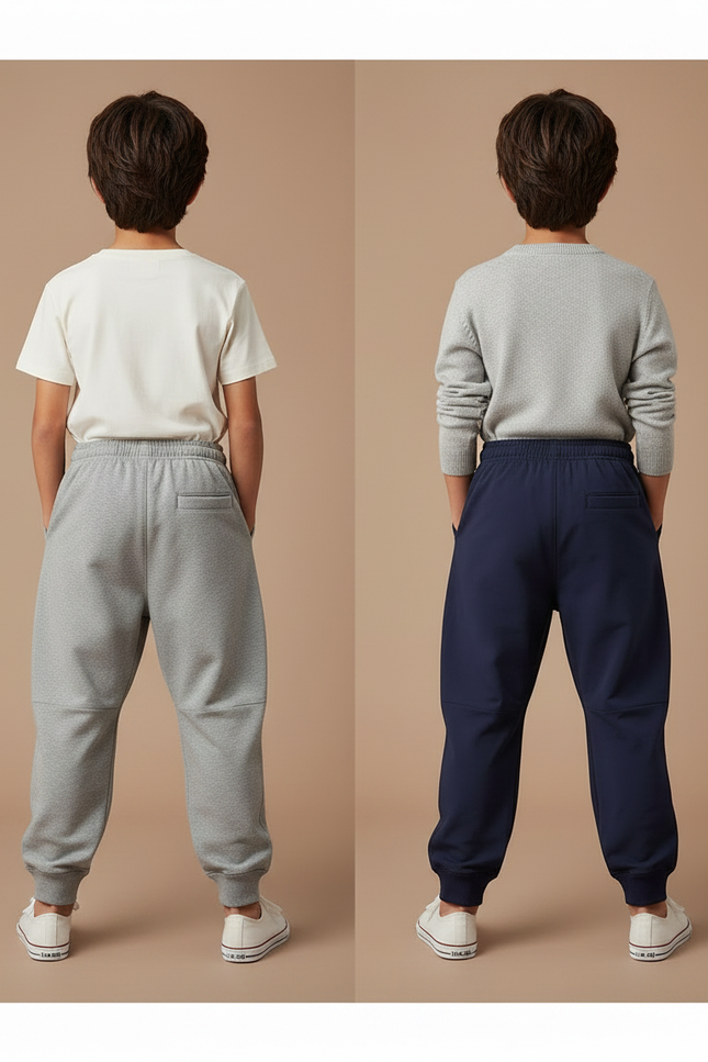 Pantalon Parachute Molleton Gris Marine Ample Confortable Enfant - vue 2