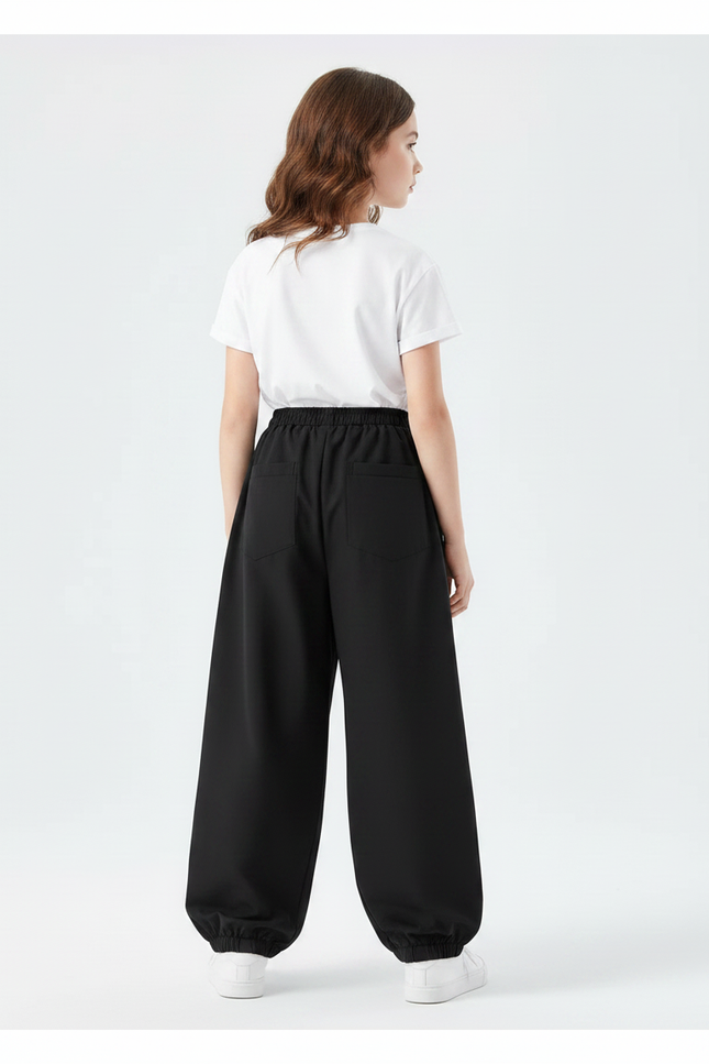 Pantalon Parachute Noir Ample Paillettes Fille - Polyester - vue 2