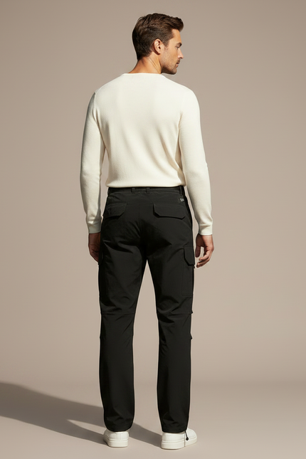 Pantalon Parachute Noir Cargo Multipoches Décontracté Homme - Polyester - vue 2