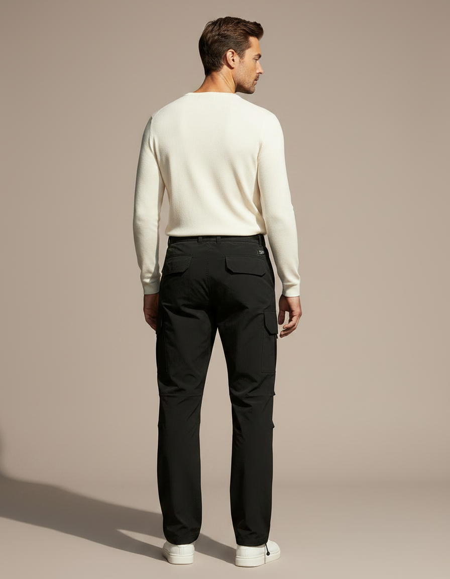 Pantalon Parachute Noir Cargo Multipoches Décontracté Homme - Polyester - vue 2