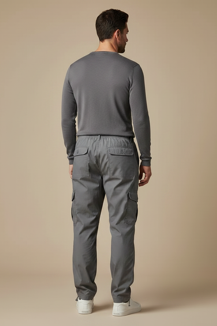 Pantalon Parachute Gris Cargo Ample Coton Homme - vue 2