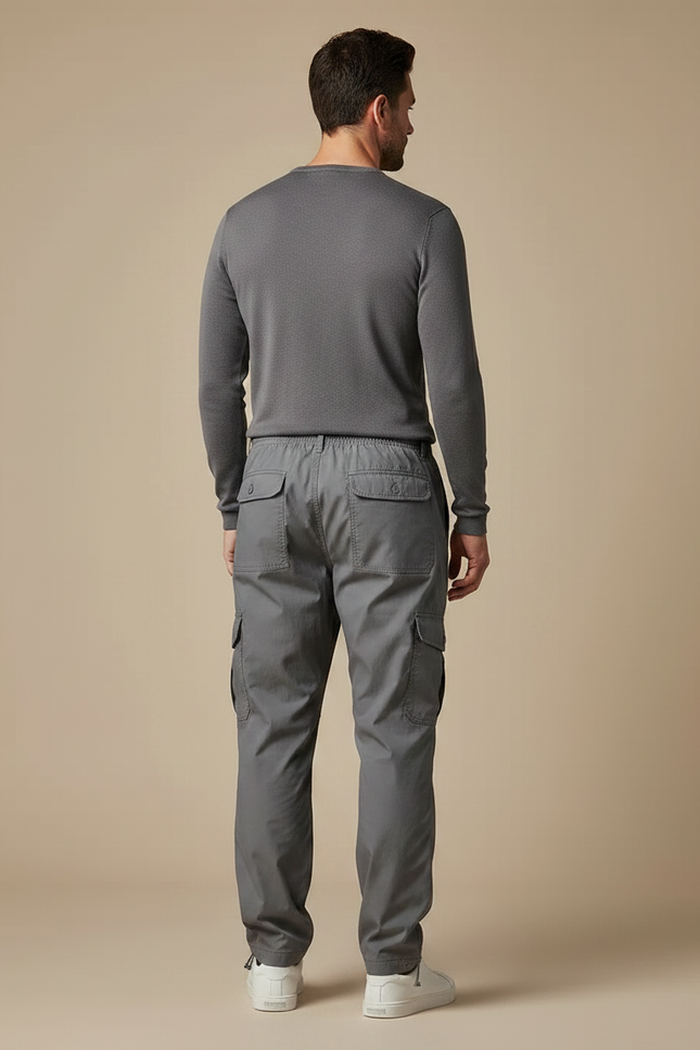 Pantalon Parachute Gris Cargo Ample Coton Homme - vue 2