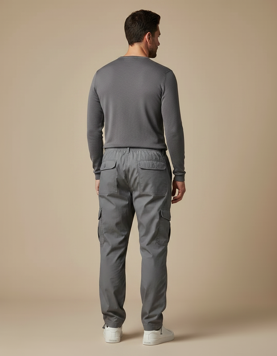 Pantalon Parachute Gris Cargo Ample Coton Homme - vue 2