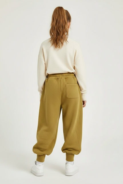 Pantalon Parachute Kaki Ample Molletonné Doux Fille - vue 2