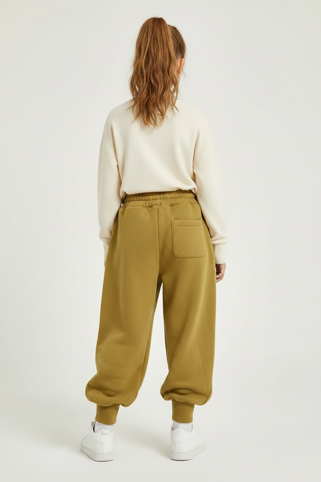 Pantalon Parachute Kaki Ample Molletonné Doux Fille - vue 2