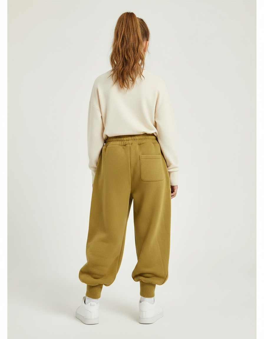 Pantalon Parachute Kaki Ample Molletonné Doux Fille - vue 2