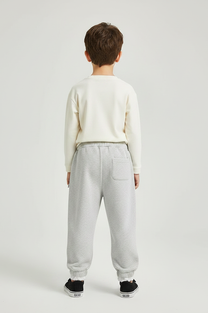 Pantalon Parachute Gris Ample Molleton Brodé Enfant - vue 2