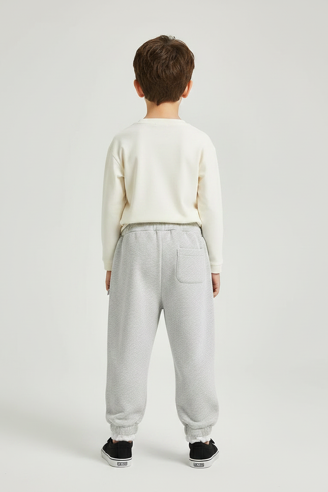 Pantalon Parachute Gris Ample Molleton Brodé Enfant - vue 2