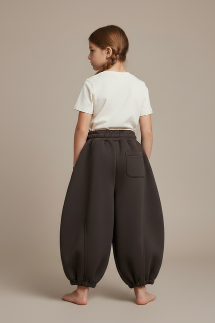 Pantalon Parachute Marron Ample Épais Enfants Hiver - Molleton - vue 2
