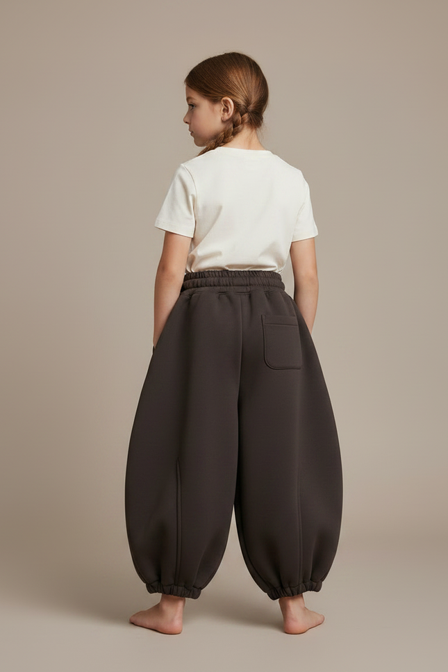 Pantalon Parachute Marron Ample Épais Enfants Hiver - Molleton - vue 2