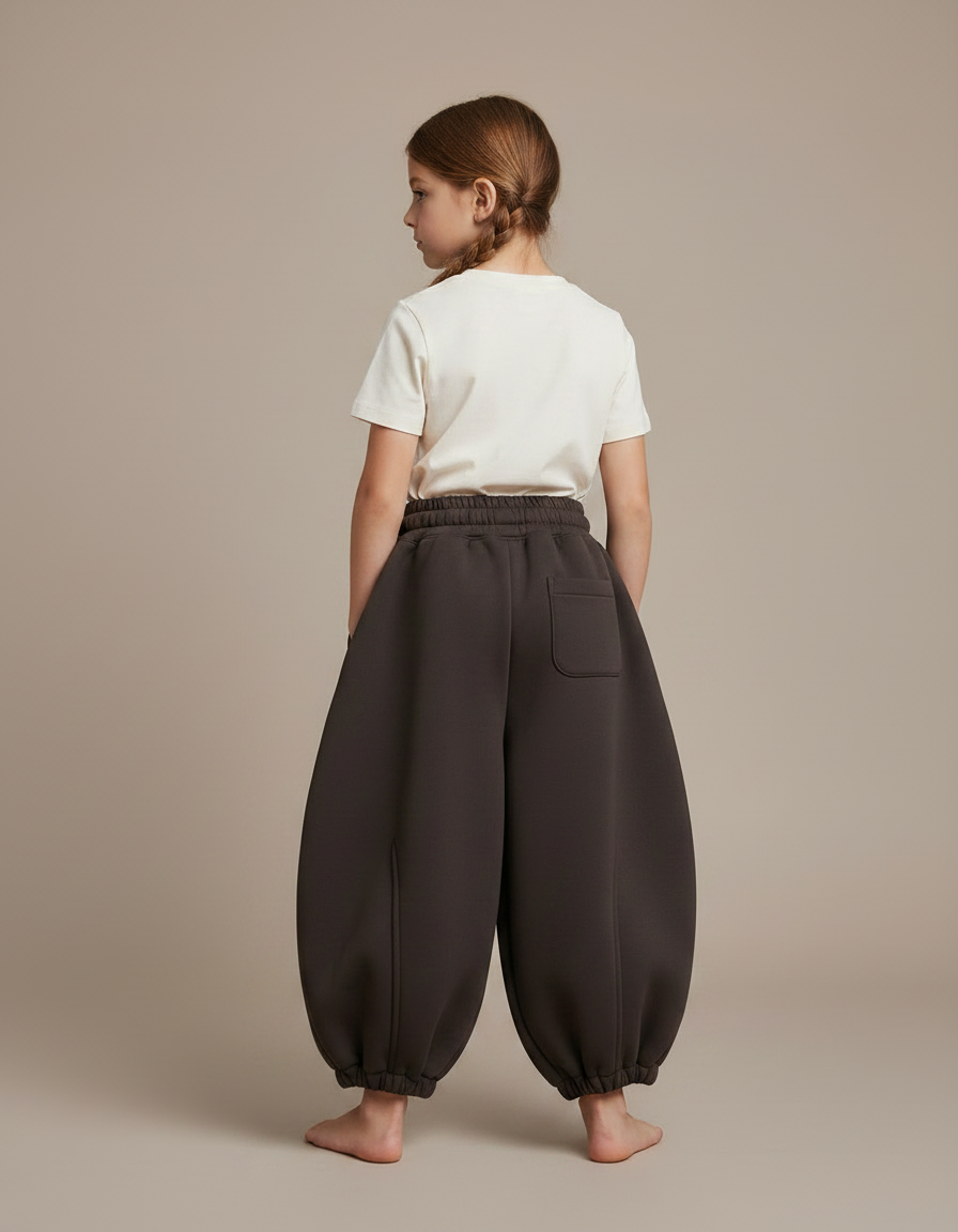 Pantalon Parachute Marron Ample Épais Enfants Hiver - Molleton - vue 2
