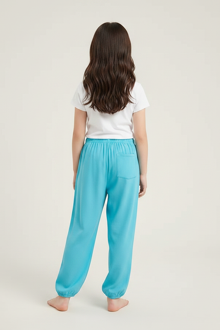 Pantalon Parachute Bleu Ciel Fluide Ample Coton Enfant - Viscose - vue 2