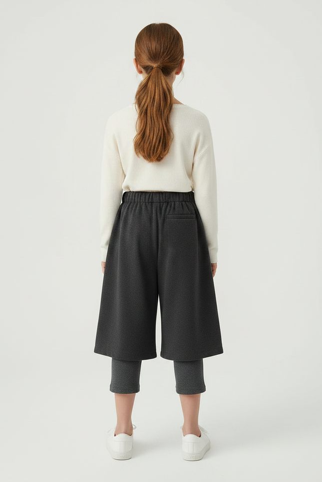 Pantalon Parachute Gris Ample Fille Hiver Velours - vue 2