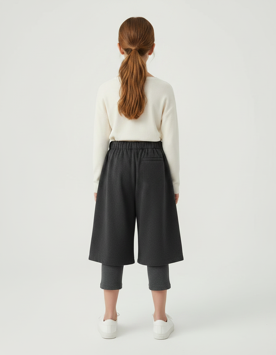Pantalon Parachute Gris Ample Fille Hiver Velours - vue 2