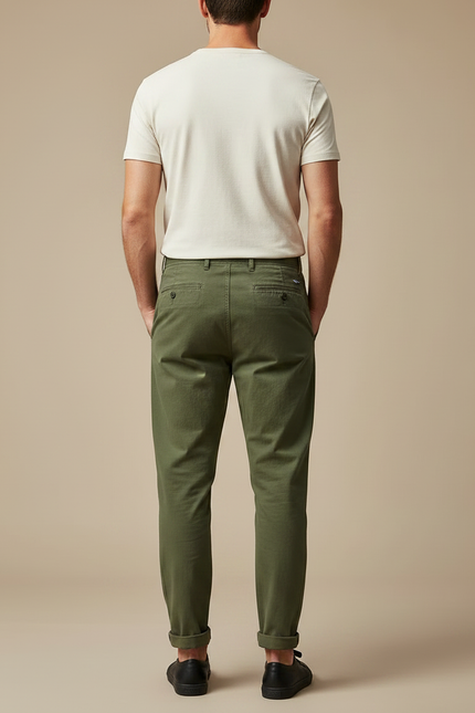 Pantalon Parachute Vert Coton Ample Décontracté Homme - Kaki - vue 2