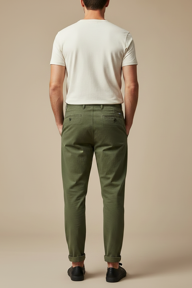 Pantalon Parachute Vert Coton Ample Décontracté Homme - Kaki - vue 2
