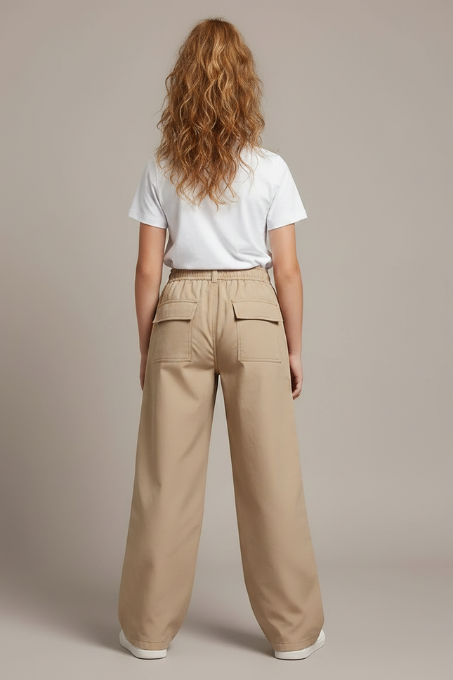 Pantalon Parachute Beige Cargo Ample Décontracté Fille - Coton - vue 2