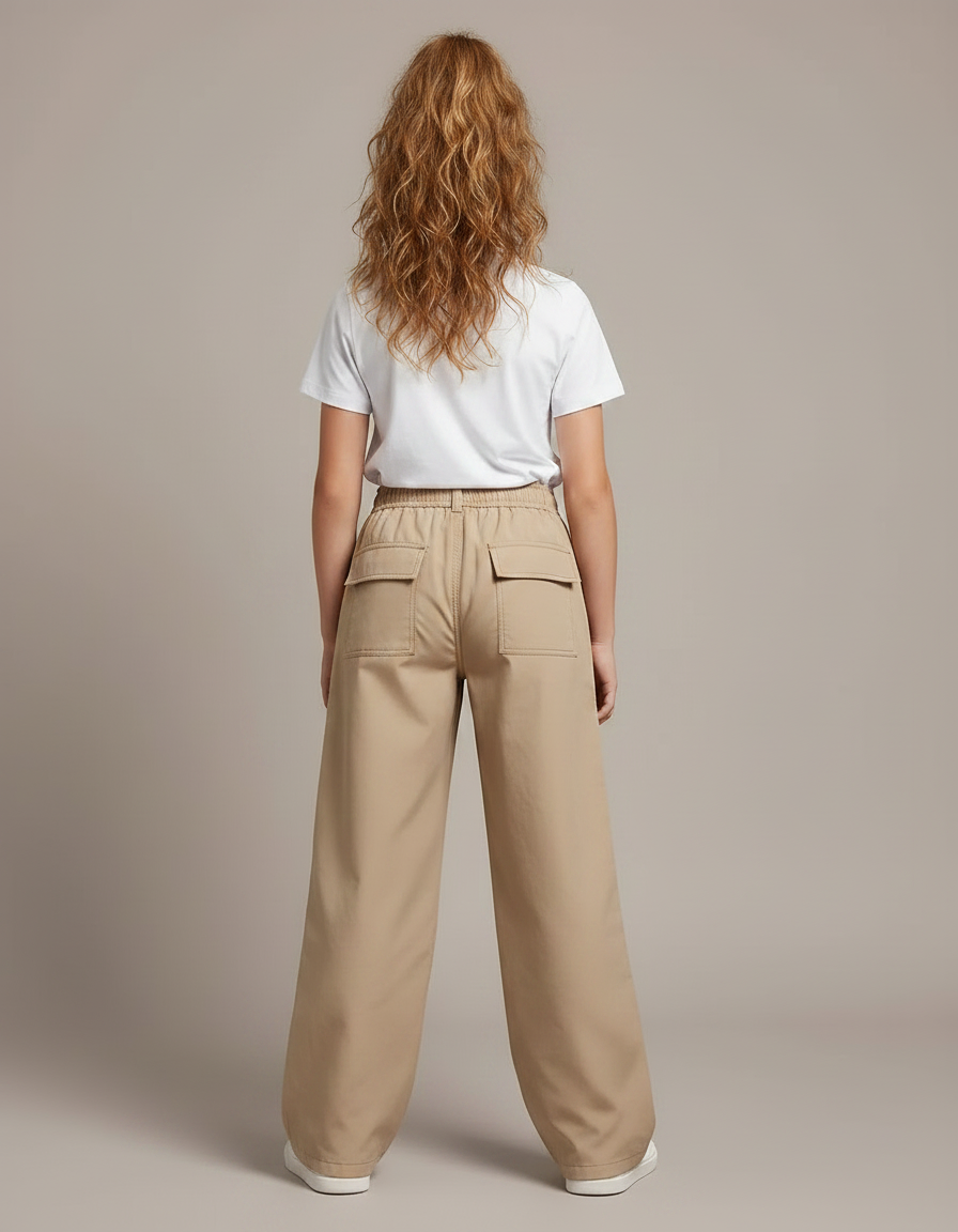 Pantalon Parachute Beige Cargo Ample Décontracté Fille - Coton - vue 2