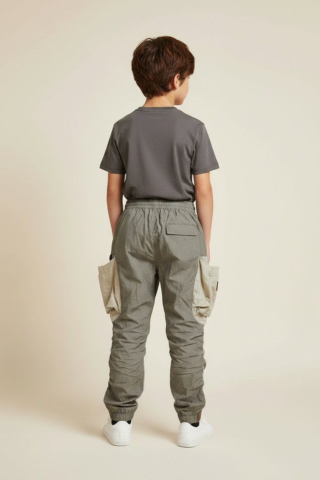 Pantalon Parachute Kaki Cargo Enfant Décontracté Léger - Polyester - vue 2