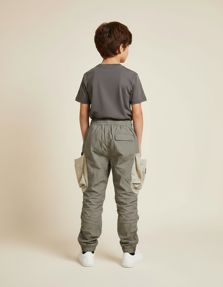 Pantalon Parachute Kaki Cargo Enfant Décontracté Léger - Polyester - vue 2