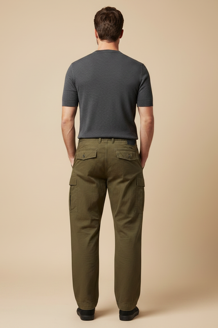 Pantalon Parachute Kaki Cargo Coton Homme Décontracté - vue 2