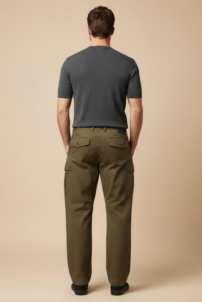 Pantalon Parachute Kaki Cargo Coton Homme Décontracté - vue 2