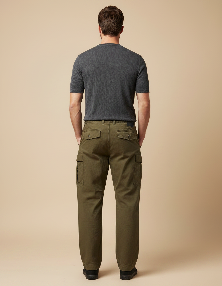 Pantalon Parachute Kaki Cargo Coton Homme Décontracté - vue 2