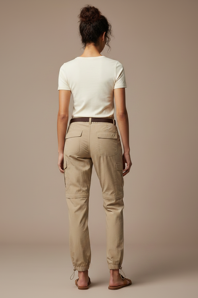 Pantalon Parachute Kaki Convertible Cargo Femme - Polyester - vue 2