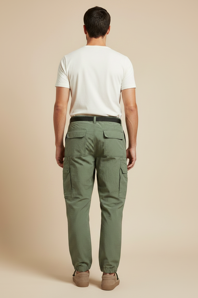 Pantalon Parachute Vert Cargo Ample Fonctionnel Homme - Polyester - vue 2