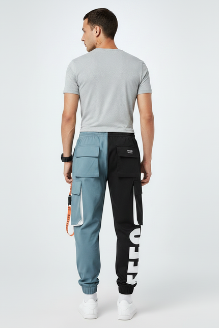Pantalon Parachute Bicolore Cargo Imprimé Streetwear Homme - Multicolore Polyester - vue 2