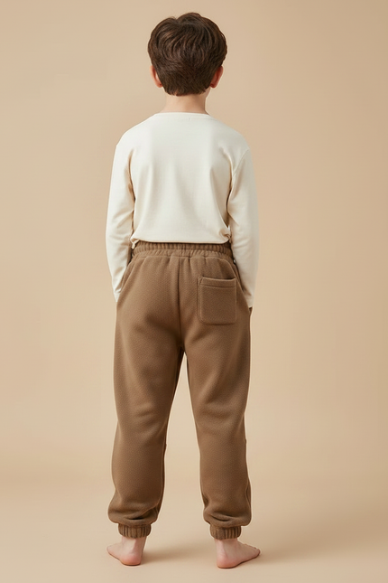 Pantalon Parachute Marron Molleton Ample Enfant Confortable - vue 2