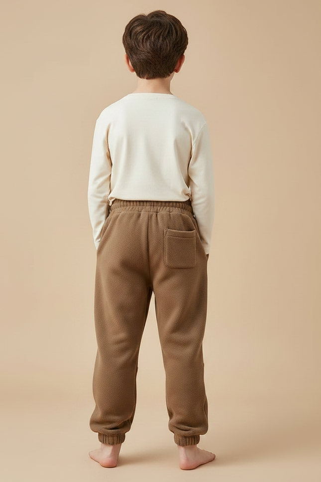 Pantalon Parachute Marron Molleton Ample Enfant Confortable - vue 2