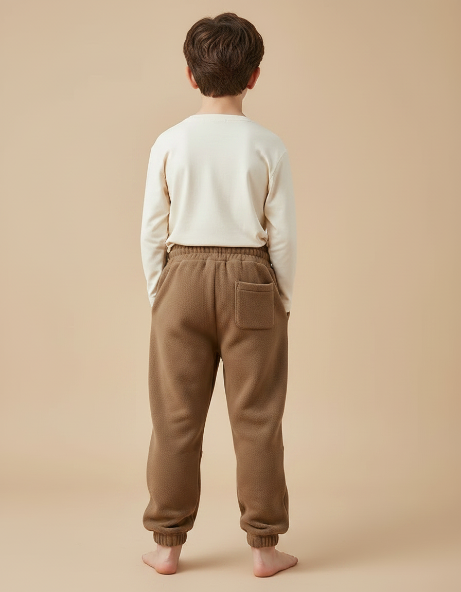 Pantalon Parachute Marron Molleton Ample Enfant Confortable - vue 2