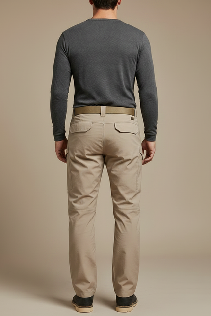 Pantalon Parachute Beige Cargo Tactique Ajusté Homme - Polyester - vue 2