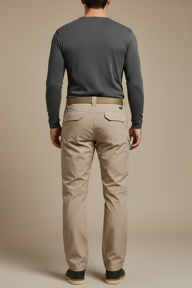 Pantalon Parachute Beige Cargo Tactique Ajusté Homme - Polyester - vue 2