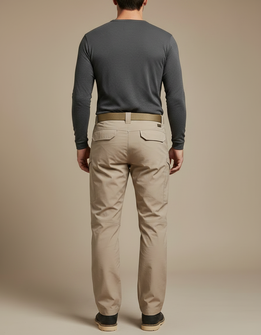Pantalon Parachute Beige Cargo Tactique Ajusté Homme - Polyester - vue 2
