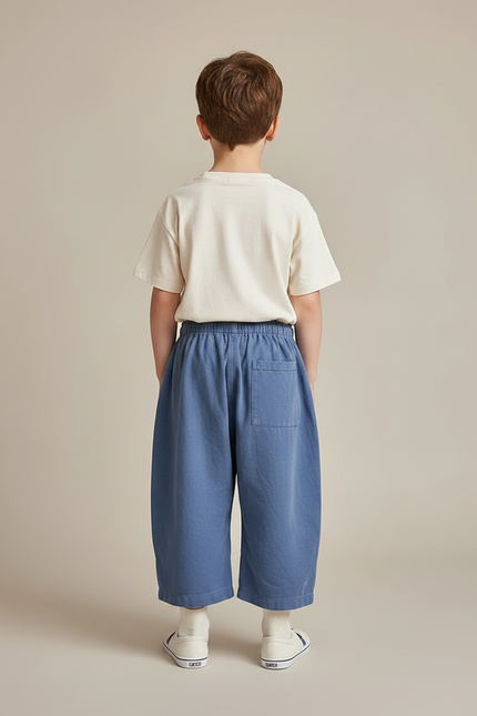 Pantalon Parachute Ample Bleu Enfant Décontracté Coton - vue 2
