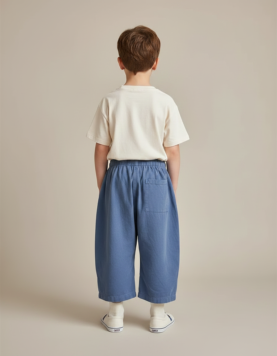 Pantalon Parachute Ample Bleu Enfant Décontracté Coton - vue 2