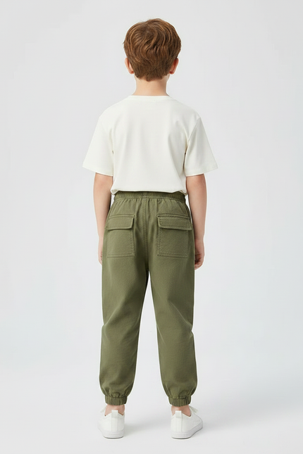 Pantalon Parachute Kaki Coton Ample Cargo Garçon - vue 2