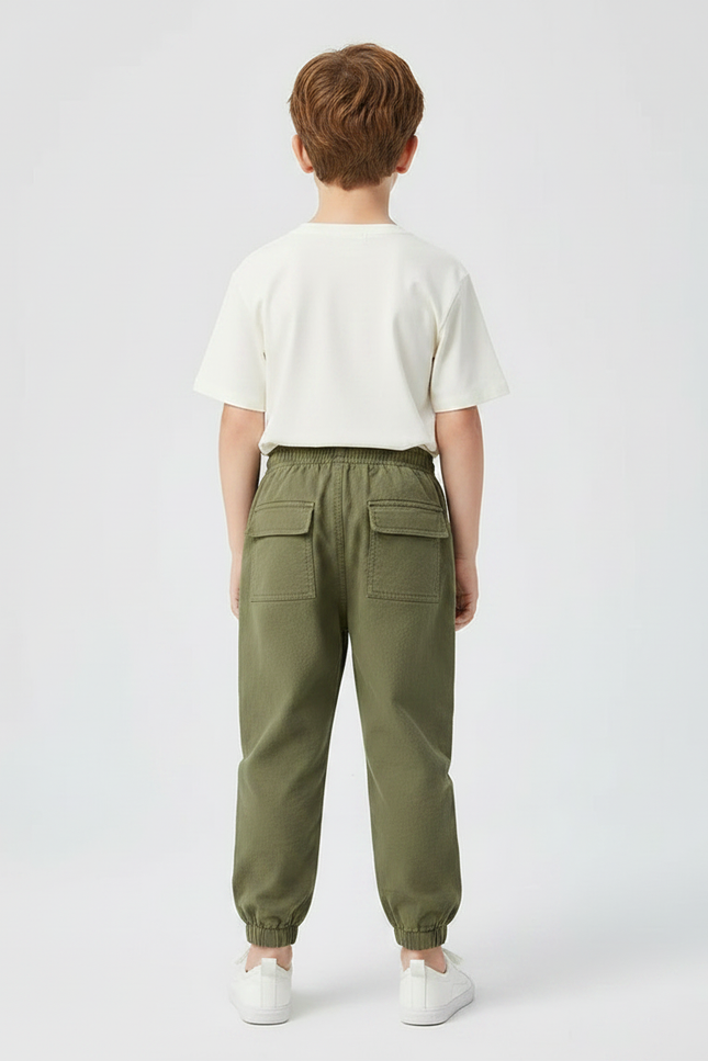 Pantalon Parachute Kaki Coton Ample Cargo Garçon - vue 2