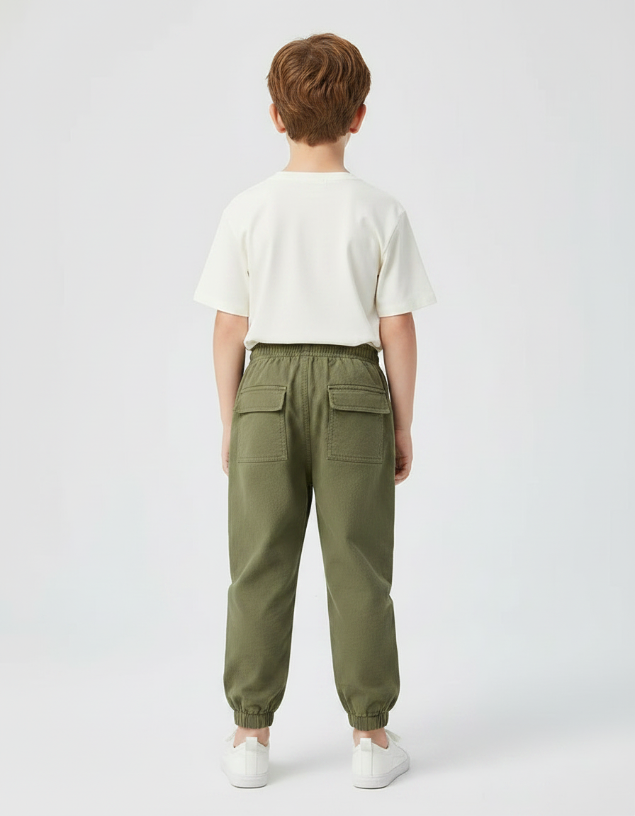 Pantalon Parachute Kaki Coton Ample Cargo Garçon - vue 2
