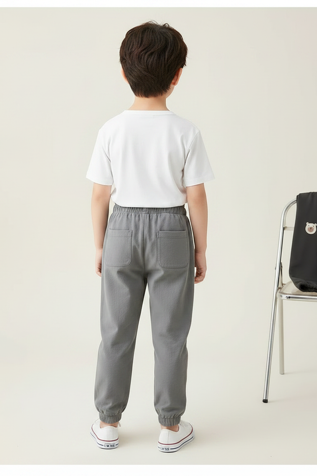 Pantalon Parachute Gris Ample Brodé Coton Enfant - Molleton - vue 2