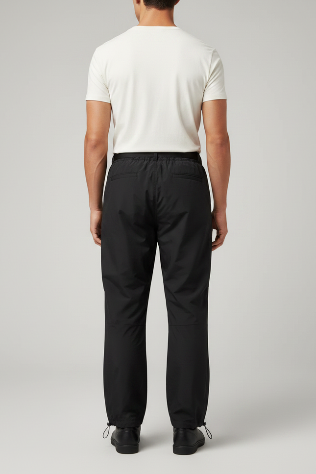 Pantalon Parachute Noir Ample Ceinture Cordon Unisexe - Polyester - vue 2