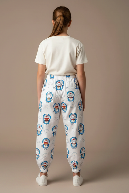 Pantalon Parachute Blanc Ample Doraemon Enfant Mignon - Coton - vue 2