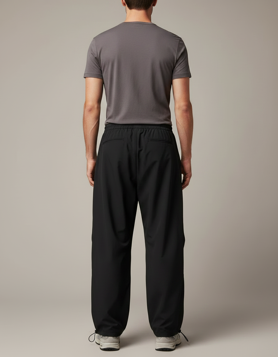 Pantalon Parachute Noir Ample Cargo Homme Sport - Polyester - vue 2